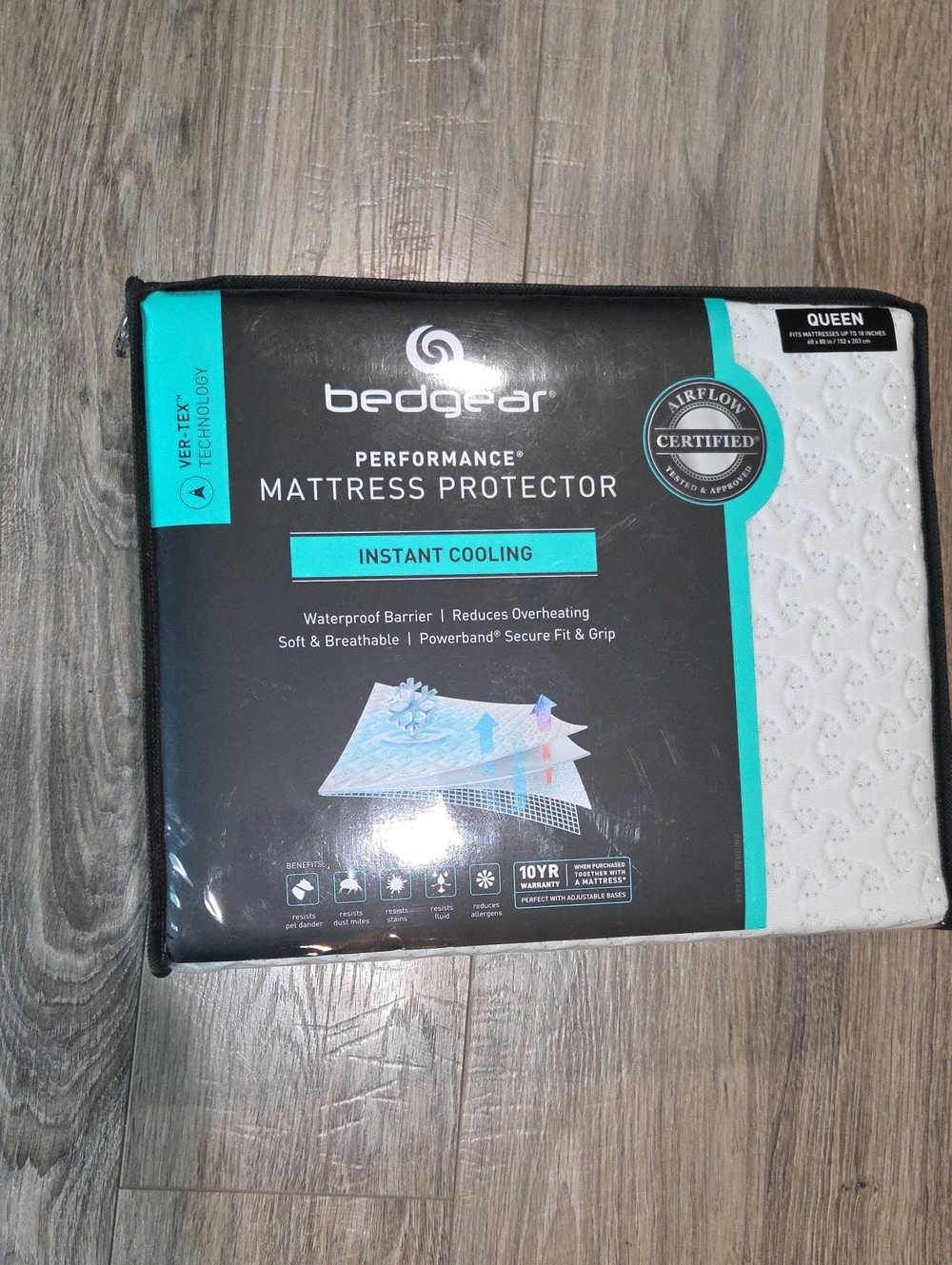 NEWedge Performance Instant Cooling Mattress Protector - White with Teal Accents